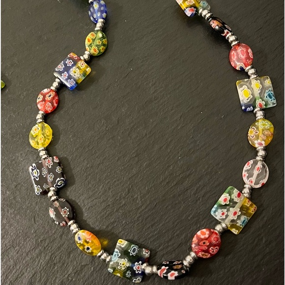 MillieFiori Art Glass Drop Dangle Earrings And Necklace Art To Wear Set - Picture 15 of 16